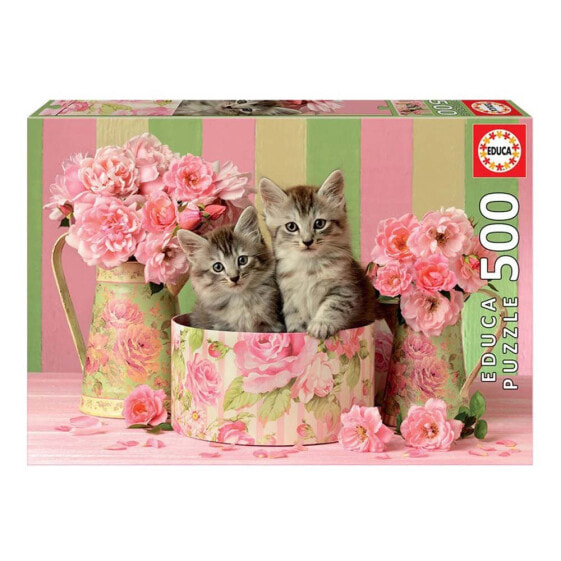 EDUCA BORRAS 500 Pieces Kittens With Roses Puzzle