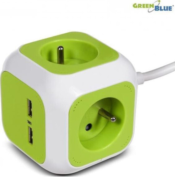 GreenBlue MagicCube poczwórne gniazdko prądowe, 2 wejścia usb 1,4m GreenBlue GB118G wersja niemiecka