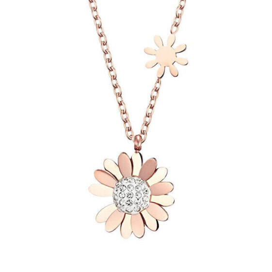 Charming bronze necklace with flowers VSN004R-PET