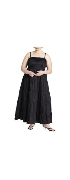 Платье ELOQUII Maxi Tiered размер 24, черный Оникс