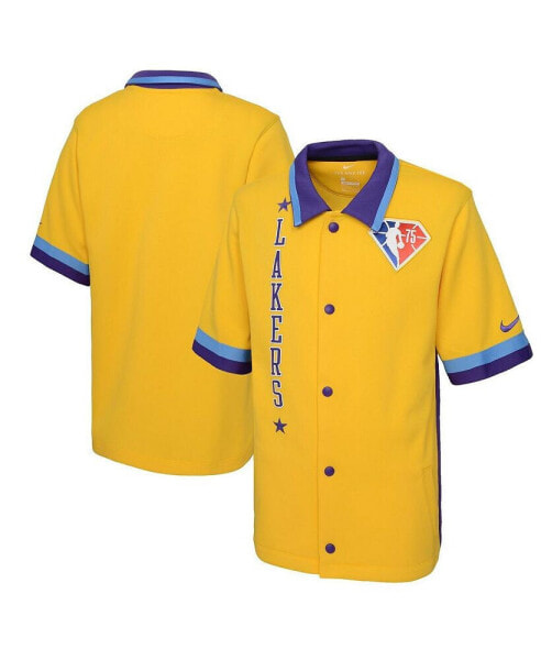 Big Boys Gold Los Angeles Lakers 2021/22 City Edition Therma Flex Short Sleeve Collar Jacket