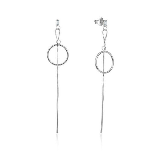 Long silver earrings with zircons AGUP1981