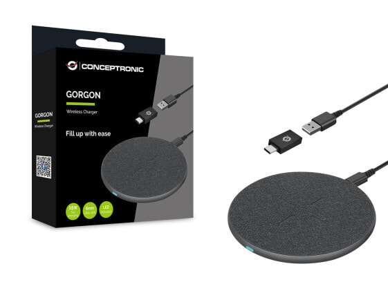 Conceptronic GORGON03G - Indoor - USB - Wireless charging - Grey