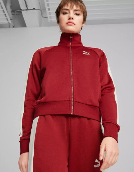 Puma Iconic T7 track jacket in burgundy