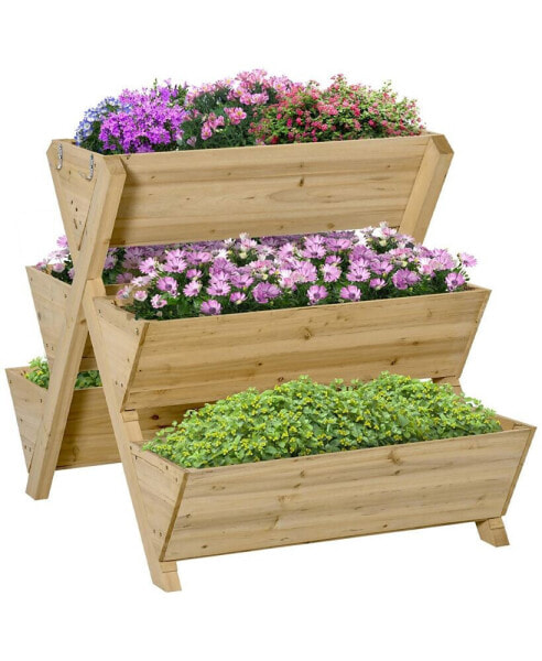 Raised Garden Bed, Planter Stand with 5 Planting Boxes, 4 Hooks