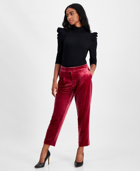 Petite High Rise Velvet Pants, Created for Macy's