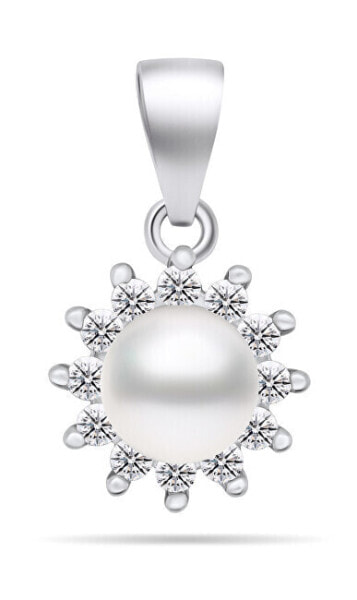 Charming pearl pendant with zircons PT88W