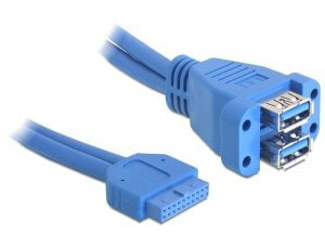 Delock 82942 - 0.45 m - USB 3.2 Gen 1 (3.1 Gen 1) - Female/Female - 5000 Mbit/s - Blue