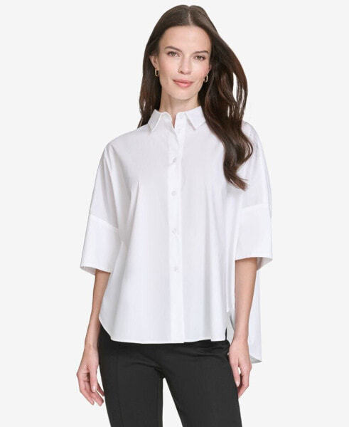 Women's Cotton Dolman-Sleeve Hi-Low Shirt