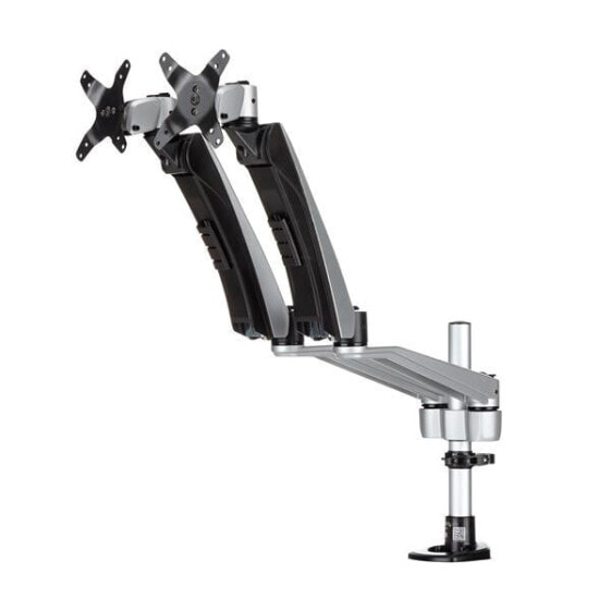 StarTech.com Desk-Mount Dual Monitor Arm - Full Motion Articulating - Premium - Clamp - 18 kg - 76.2 cm (30") - 100 x 100 mm - Height adjustment - Black - Silver