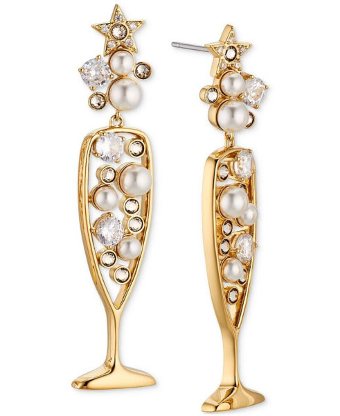 by Nadri Crystal & Imitation Pearl Champagne Drop Earrings