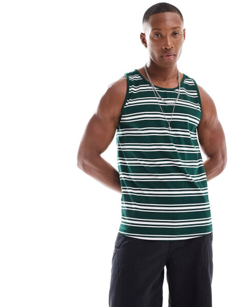 Brave Soul classic stripe vest in green & white