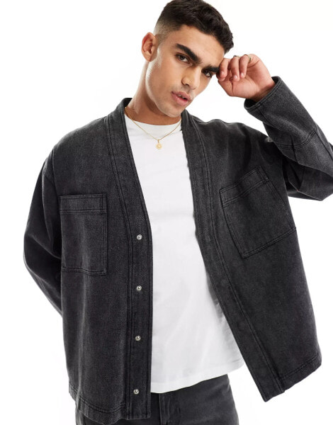 ASOS DESIGN oversized jacket in washed black