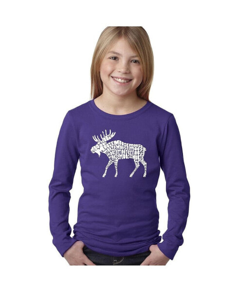 Girls Word Art Long Sleeve - Moose