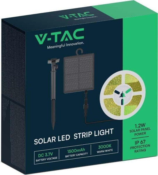 Taśma LED V-TAC Taśma LED V-TAC Zasilanie Solarne 5mb Pilot IP67 VT-2835 4000K 120lm