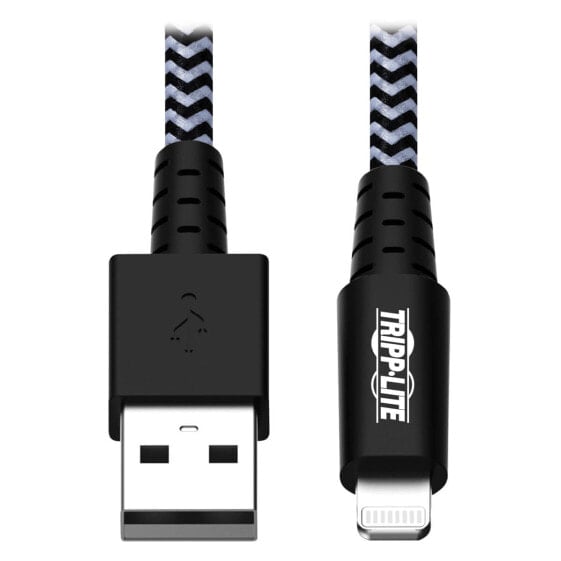 Tripp M100-006-HD Heavy-Duty USB-A to Lightning Sync/Charge Cable - MFi Certified - M/M - USB 2.0 - 6 ft. (1.83 m) - 1.8 m - Lightning - USB A - Male - Male - Black - Metallic