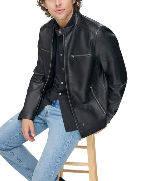 Men's Faux Leather Racer Jacket