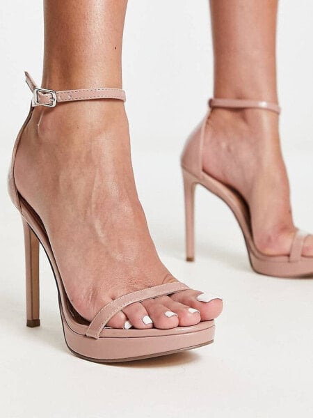 Steve Madden Milano heeled sandals in tan patent