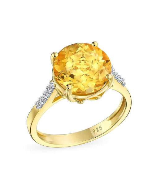 Classic 3CT Oval Solitaire Natural Zircon Synthetic Yellow Citrine Ring For Women Gold Plated Silver