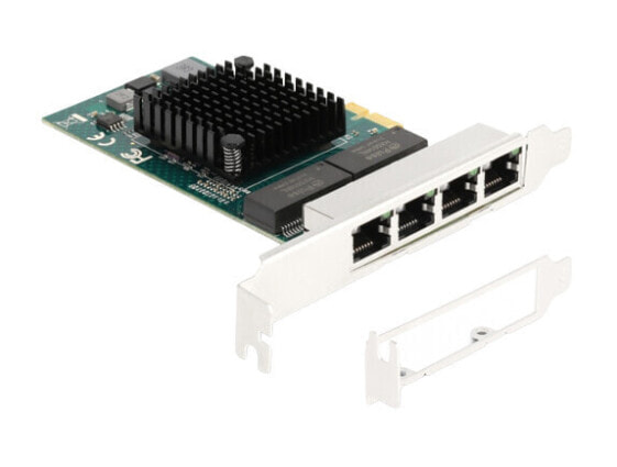 Delock PCI Express x1 Card to 4 x RJ45 Gigabit LAN BCM - PCIe - RJ-45 - Female - PCIe 2.0 - Grey - PC