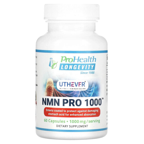 NMN Pro 1000, 1,000 mg, 60 Capsules (500 mg per Capsule)