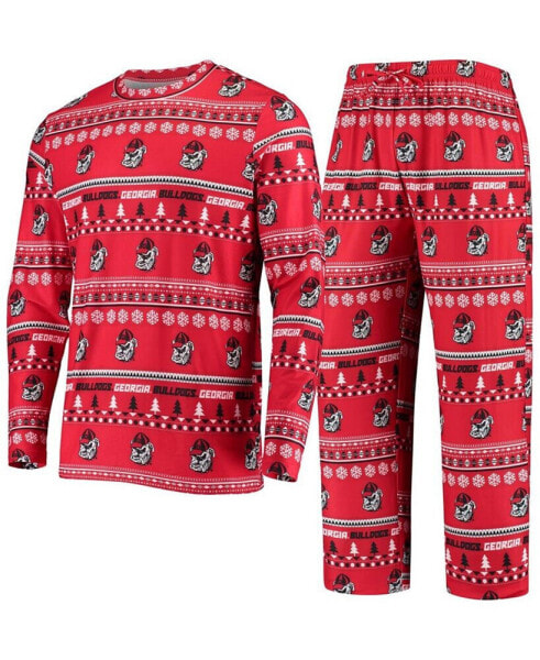 Men's Red Georgia Bulldogs Ugly Sweater Knit Long Sleeve Top and Pant Set