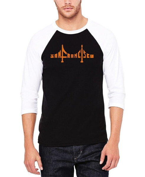 Men's Raglan Baseball 3/4 Sleeve San Francisco Bridge Word Art T-shirt