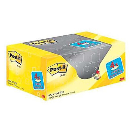 POST IT Removable sticky note pad canary yellow 76x127 mm promotional pack 16+4 free