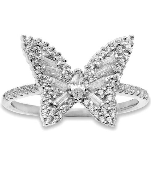 Cubic Zirconia Butterfly Statement Ring in Sterling Silver, Created for Macy's