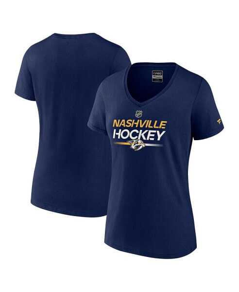 Women's Navy Nashville Predators Authentic Pro V-Neck T-shirt