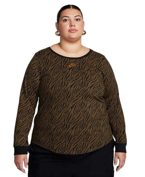 Plus Size Sportswear Essentials Long-Sleeve Top