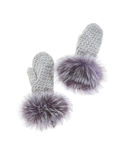 Surell Accessories Fleece-Lined Knit Mittens Women's Silver