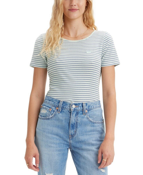 Women's Slim Fit Honey Ribbed Logo T-Shirt