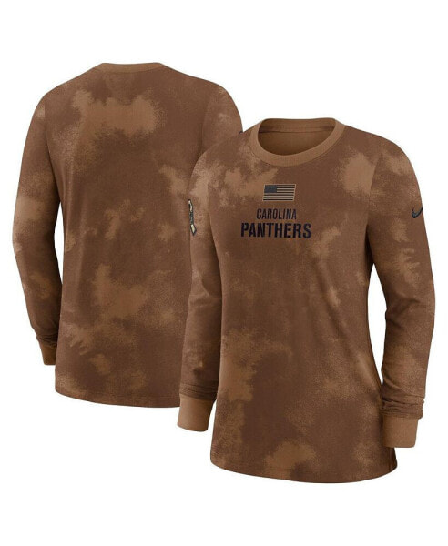 Women's Brown Carolina Panthers 2023 Salute to Service Long Sleeve T-shirt