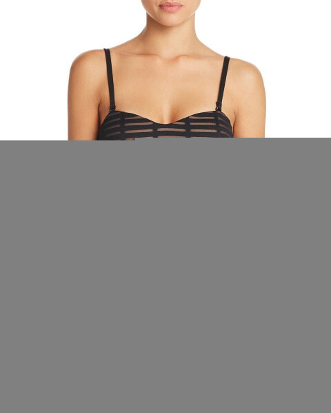 Kenneth Cole 237301 Womens Striped One Piece Swimsuit Black Size Small