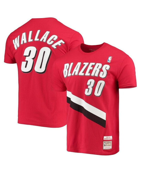 Men's Rasheed Wallace Red Portland Trail Blazers Hardwood Classics Player Name and Number T-shirt