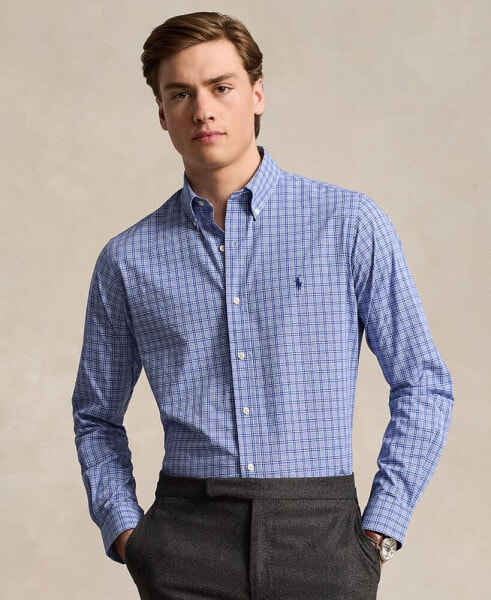 Men's Classic-Fit Gingham Stretch Poplin Shirt