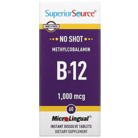 Витамин B-12 Метилкобаламин 10 000 мкг, 30 таблеток для моментального растворения MicroLingual от Superior Source