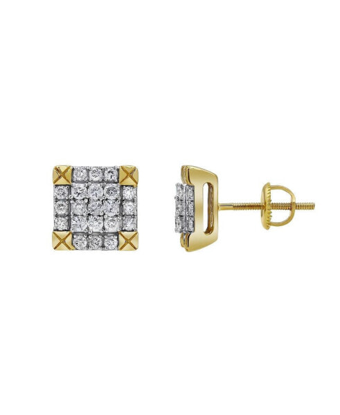 Diamond Trunk 14k Yellow Gold 0.75 cttw Certified Natural Diamond Stud Earring for Men/Women, Screw Back