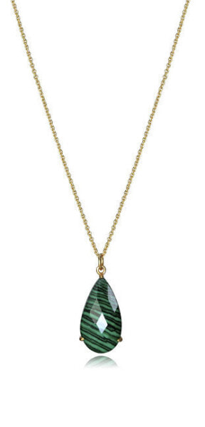 Beautiful gold-plated necklace with malachite Elegant 15111C100-42 (chain, pendant)