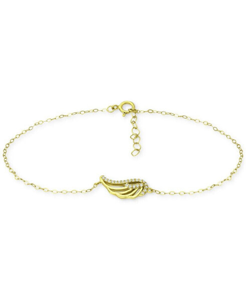 Cubic Zirconia Wing Chain Ankle Bracelet, Created for Macy's