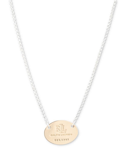 Two-Tone Logo Pendant Necklace, 17" + 3" extender