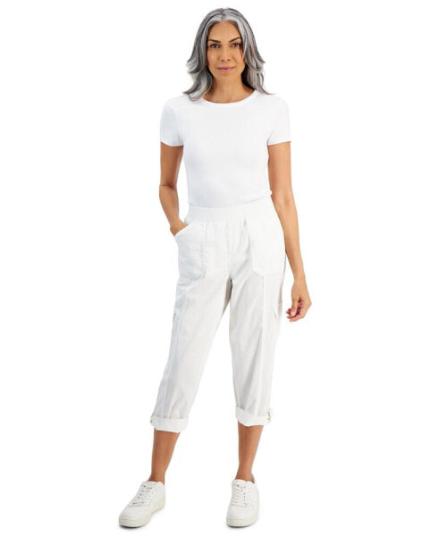 Women's Twill Cuffed Pull-On Cargo Pants, Created for Macy's