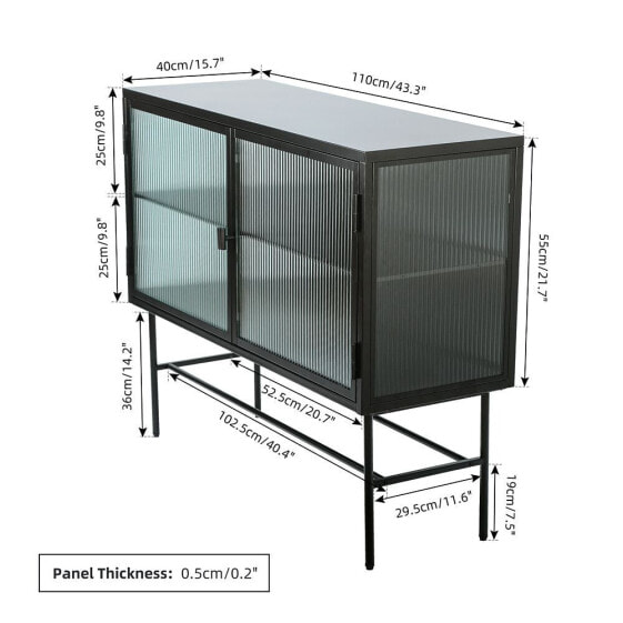 Retro Style Console Table Modern Sideboard Storage Cabinet With Detachable Wide Shelves