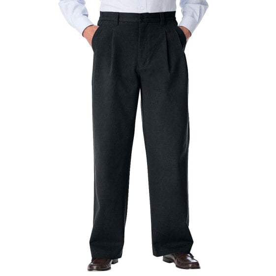 Прямые черные брюки Kingsize KingSize big & Tall Wrinkle-Free Double-Pleat Pant With Side-Elastic Waist