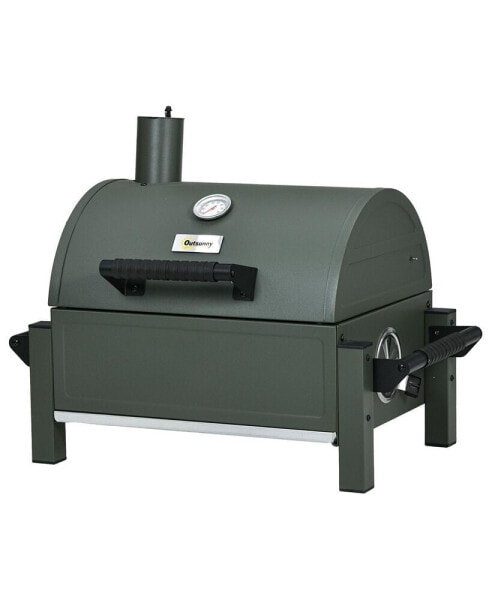 Tabletop Charcoal BBQ Grill with Lid Small Barbecue Smoker, Black