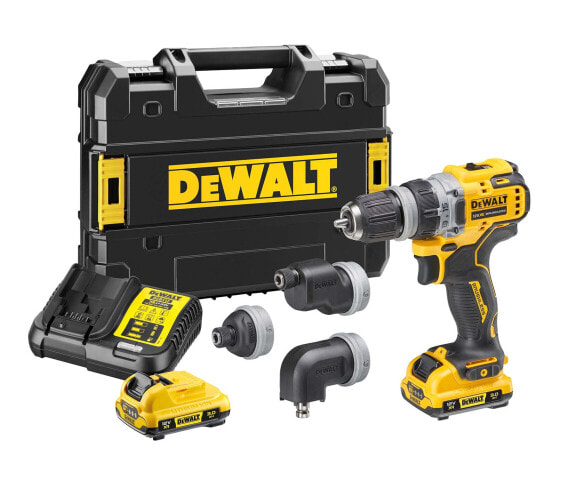 DeWALT Akku-Bohrschrauber 12V DCD 703 L2T-QW 4 Köpfe mit 2x 3,0 Ah Akkus in T-STAK-Box