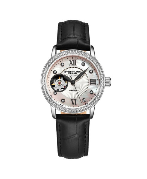 Часы Stuhrling Women's Black Leather 34mm