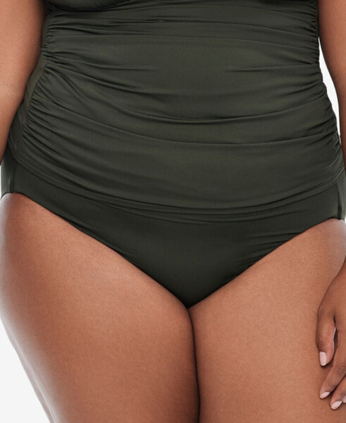 Plus Size Shirred High-Waist Swim Bottoms