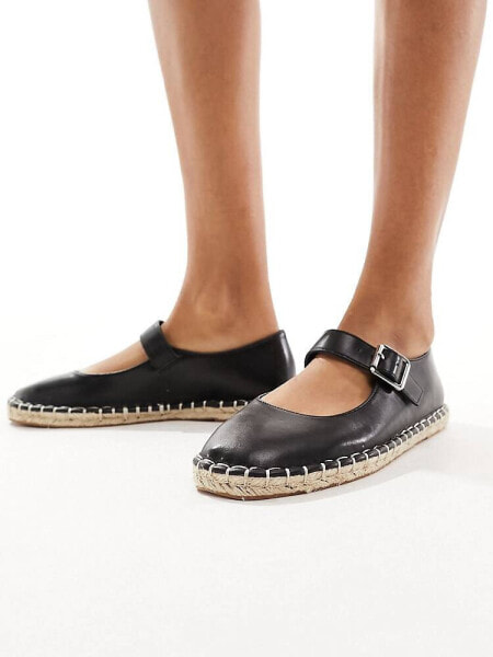 ASOS DESIGN Juliette mary jane espadrille in black